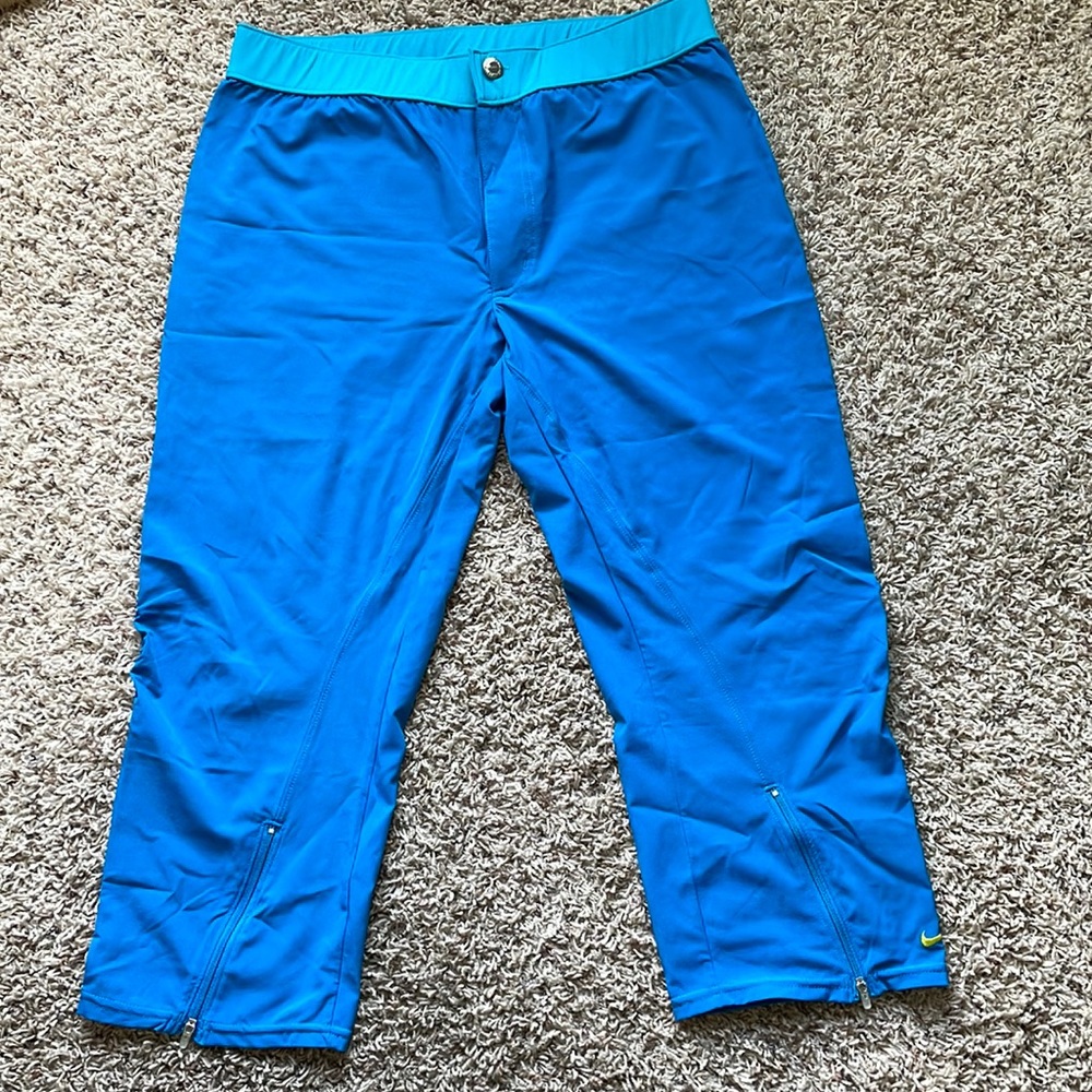 Nike teal/blue track capris